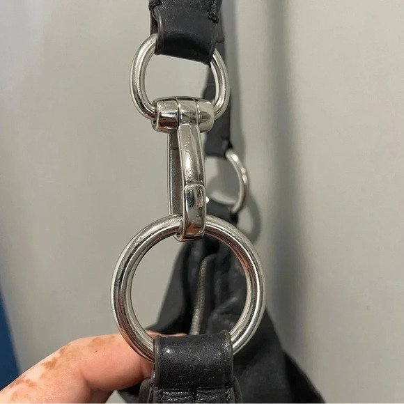 B MAKOWSKY Black Leather Crossbody with Silver Hardware - Preowned - Picture 6 of 12